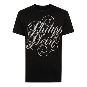 Philipp Plein Classic Black T-Shirt With Shimmering Logo - NWT
